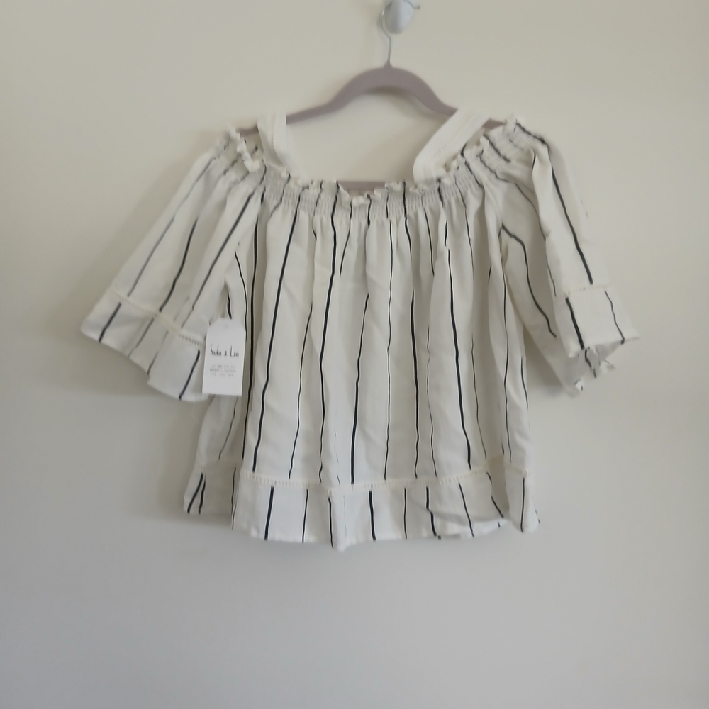 Elegant Off-Shoulder Striped Blouse